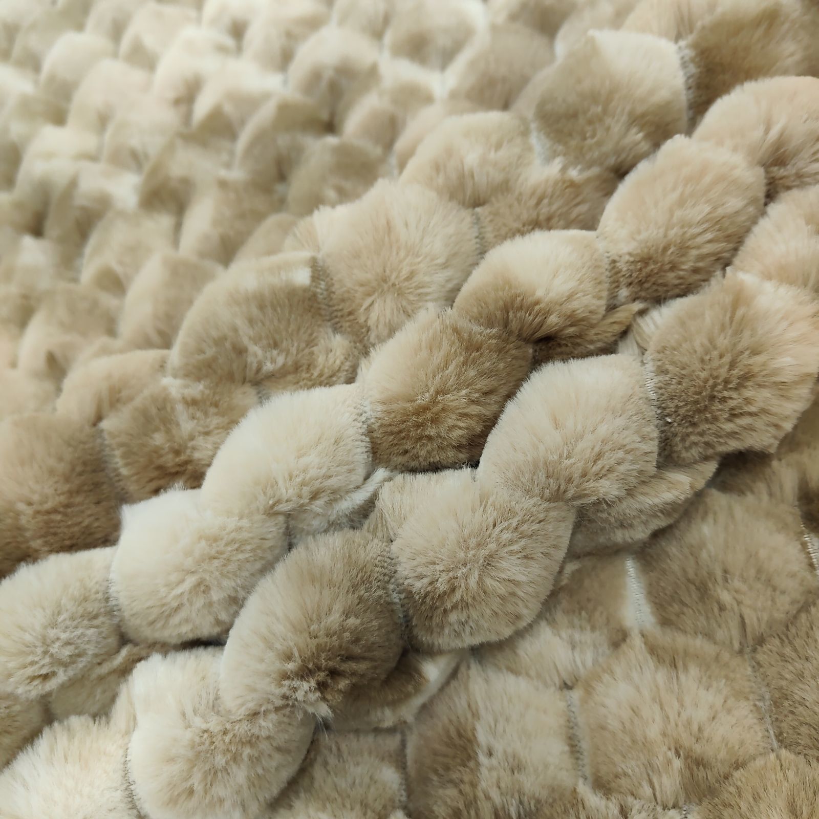 Honeycomb Jacquard Faux Rabbit Fur Fabric