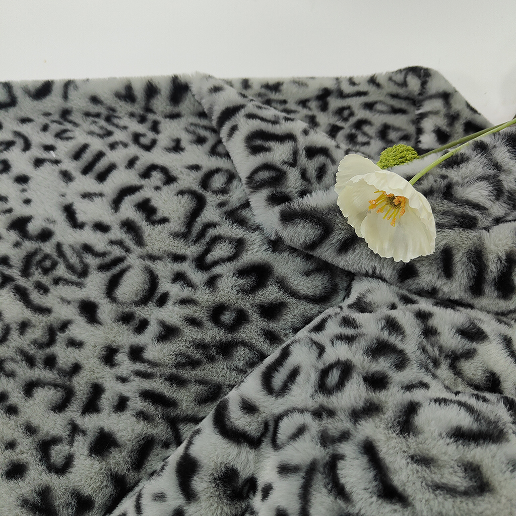 Faux Rabbit Fur Fabric Leopard Print 